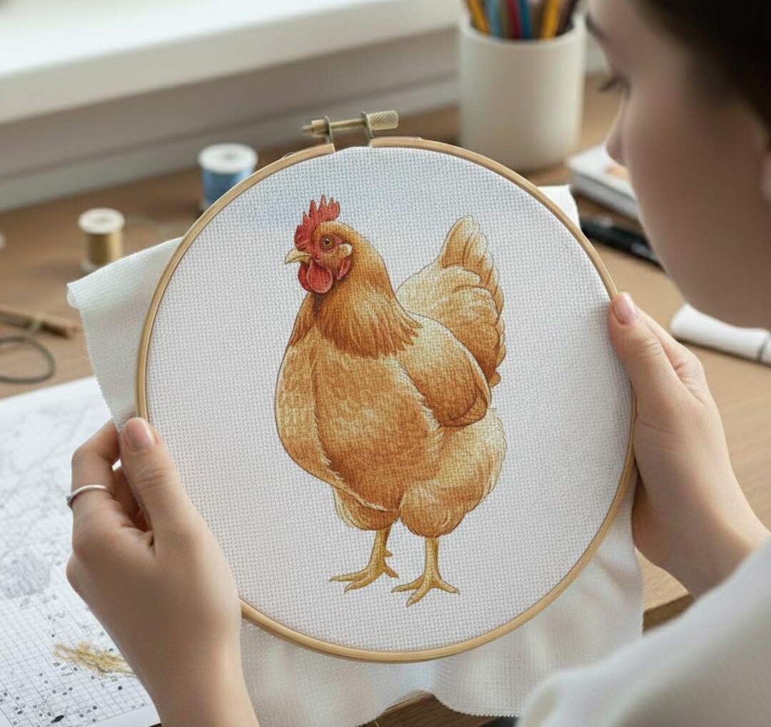 Buff Orpington Chicken Cross Stitch Pattern PDF, Farm Animal Embroidery ...