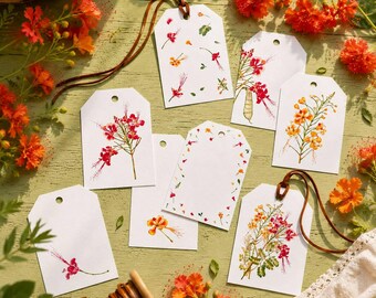 Pride of Barbados Floral Gift Tags, Summer Botanical Present Labels (Digital Download)