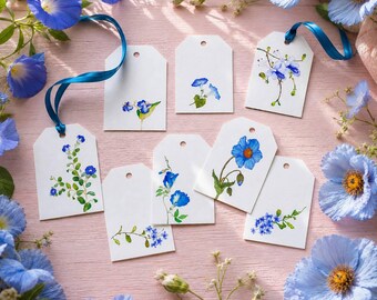 Blue Blossoms Collection Gift Tag. Floral Present Label. Digital Download PDF/Letter/A4 format