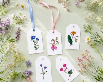 Printable Wildflower Gift Tags, Watercolor Botanical Favor Tags (Digital Download)