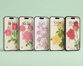 Dark Rose Phone Wallpaper Set, Gothic Floral Backgrounds (Digital Download)