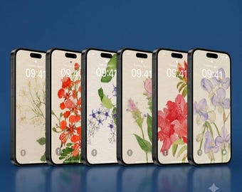Seasonal Blossoms, Three Seasons Watercolor Floral Wallpaper Set 4K, Botanical Android phone, iPhone, iPad Wallpaer. Digital Download