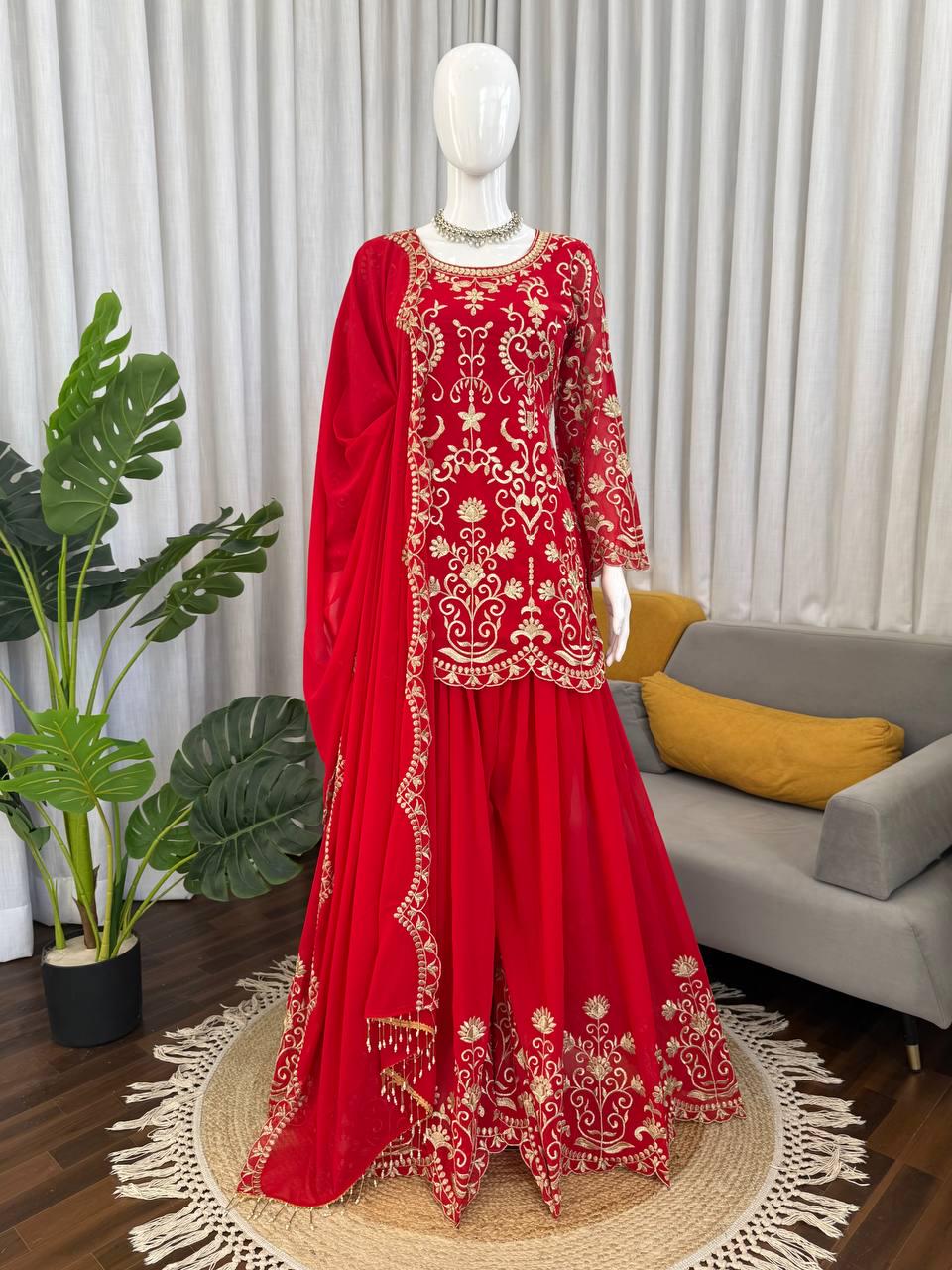 slim fit dress slacks Monika Dimova Gold Thread-Embroidered Crepe Mini Dress main image 1