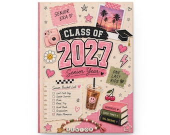 Gepersonaliseerde klas van 2027 Senior Year Journal | Notitieboek met harde kaft, aandenken aan afstuderen