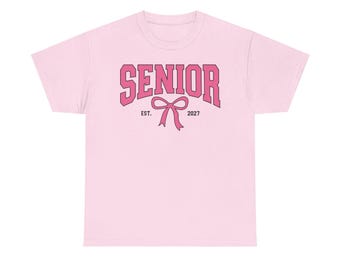 Senioren T-shirt 2027 | Roze | Boog | Coquette | Klasse van 2027