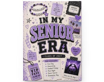 Personalized Class of 2027 In My Senior Era Journal | Hardcover Notebook | Graduation Keepsake | Pink | Purple