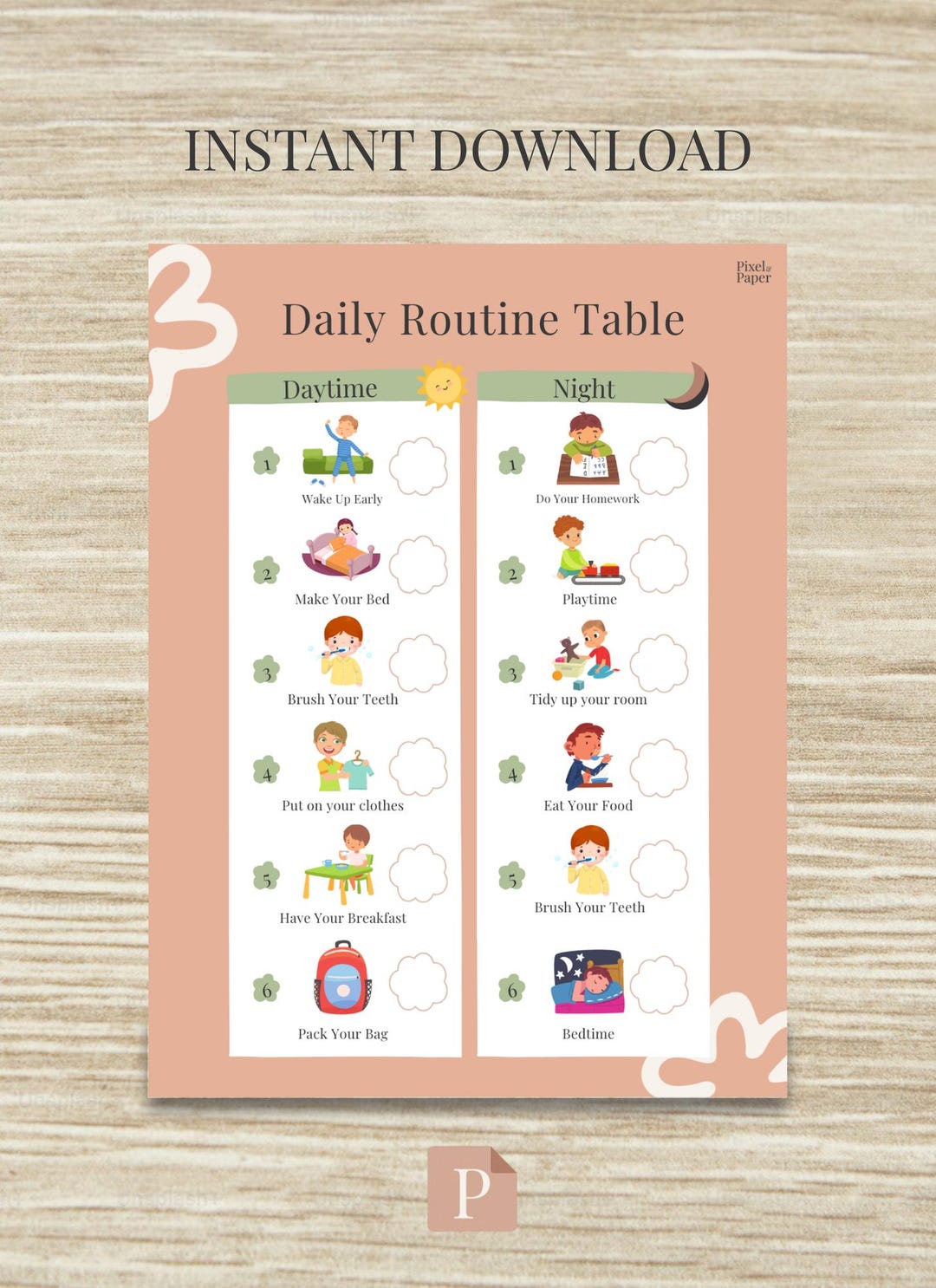 AM PM Routine Chart Printable | Morning and Evening Routine Chart for ...