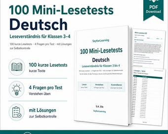 100 mini testów czytania z języka niemieckiego dla klas 3-4 | Pobierz plik PDF ze zrozumieniem tekstu z rozwiązaniami do druku