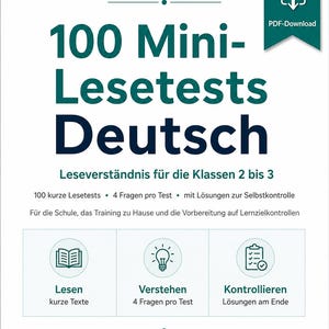 100 Mini Reading Tests German Grades 2-3 | Reading Comprehension PDF Download with Printable Solutions