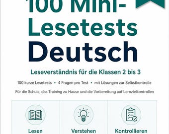 100 Mini Reading Tests German Grades 2-3 | Reading Comprehension PDF Download with Printable Solutions