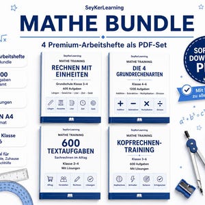 Peut inclure: Un ensemble numérique de mathématiques par SeyKerLearning comprenant quatre cahiers d'exercices au format PDF. Le lot propose des entraînements sur les unités, l'arithmétique, les problèmes et le calcul mental, totalisant 3000 exercices corrigés.