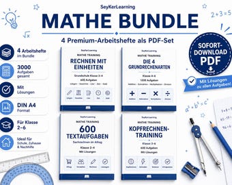 Pakiet matematyczny dla klas 2-6 w formacie PDF | 4 zeszyty ćwiczeń z rozwiązaniami | 3000 ćwiczeń | Podstawy arytmetyki, zadania tekstowe, arytmetyka mentalna, jednostki
