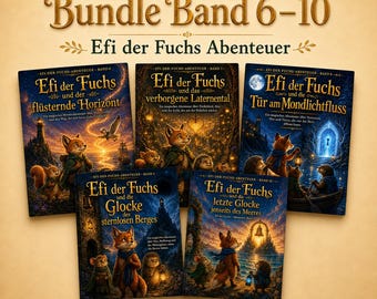 Pakiet 5 książek dla dzieci w formacie PDF (język niemiecki) | Efi the Fox Adventures, tomy 6–10 | Magiczne historie do czytania na głos do druku
