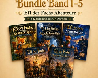 Pakiet 5 książek dla dzieci w formacie PDF (po niemiecku) | Efi the Fox Adventures, tomy 1-5 | Opowiadania do druku do czytania na głos