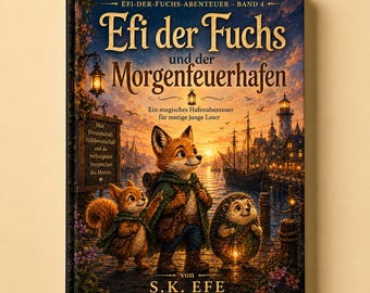 Pobierz książkę dla dzieci w formacie PDF po niemiecku | Efi the Fox and the Morningfire Harbor | Magiczna przygoda w porcie do czytania na głos