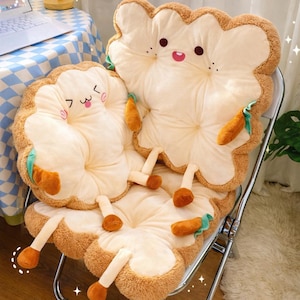 Adorable Toast Plush Seat Cushion, Kawaii Bread Chair Pad, Office Car Pillow