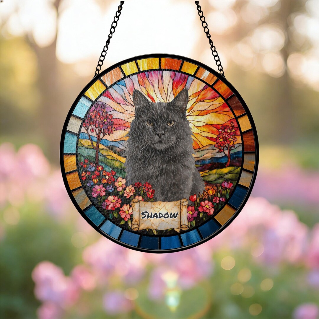 Custom Stained Glass Cat Portrait Suncatcher, Pet Memorial Keepsake - Etsy