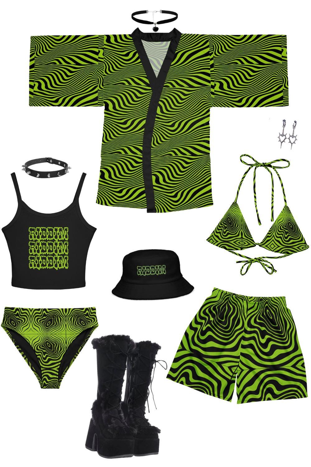 Green Rave Tops Green Spiral Rave Bikini Top|rave Top|festival Top|music Festival|lost ...