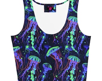 Top corto de medusas/ Criatura marina/Camiseta de medusas/Estampado de medusas/Animales marinos/Top para fiestas/Top para festivales