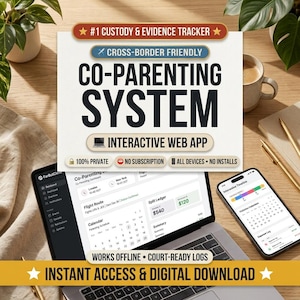 Co Parenting App & Custody Tracker, Long Distance Visitation Log, Custody Calendar, Expense Splitter, BIFF Scripts, Travel Consent Form