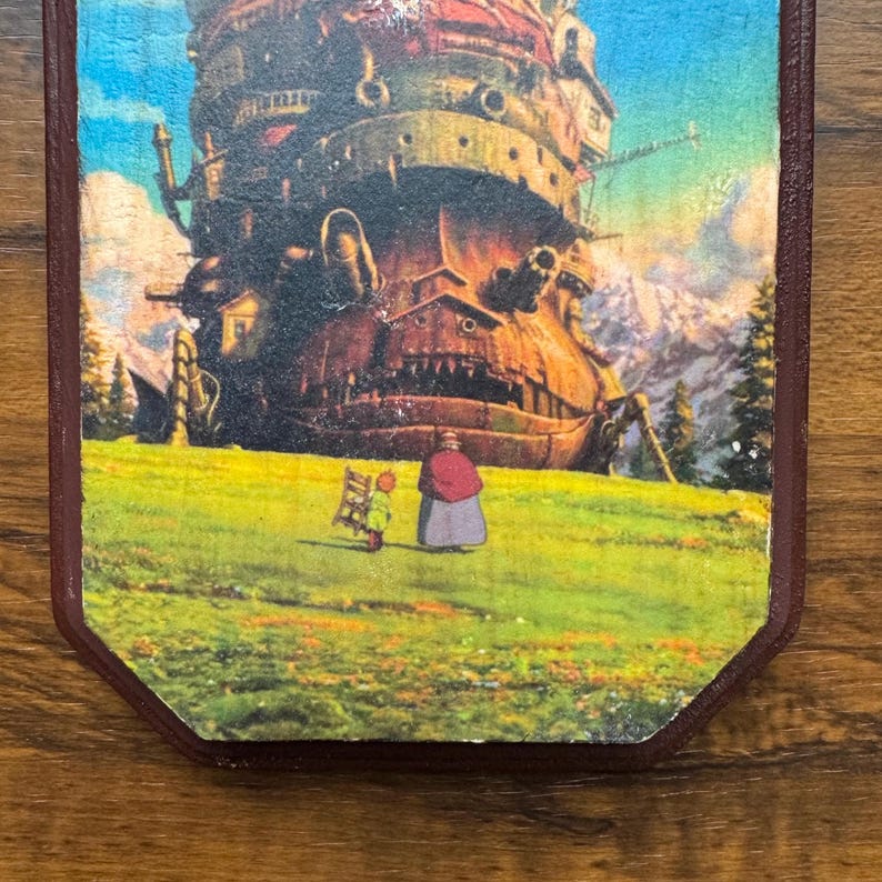 Howl’s Moving Castle Studio Ghibli Art on Hand-Painted Wood / Nostalgic Anime Film Art afbeelding 12