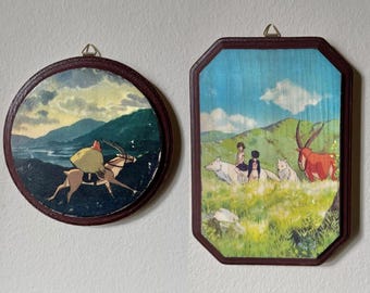 Princess Mononoke Studio Ghibli Art on Hand-Painted Wood / Nostalgic Anime Film Art