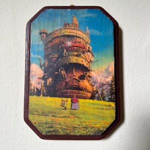 Howl’s Moving Castle Studio Ghibli Art on Hand-Painted Wood / Nostalgic Anime Film Art afbeelding 10