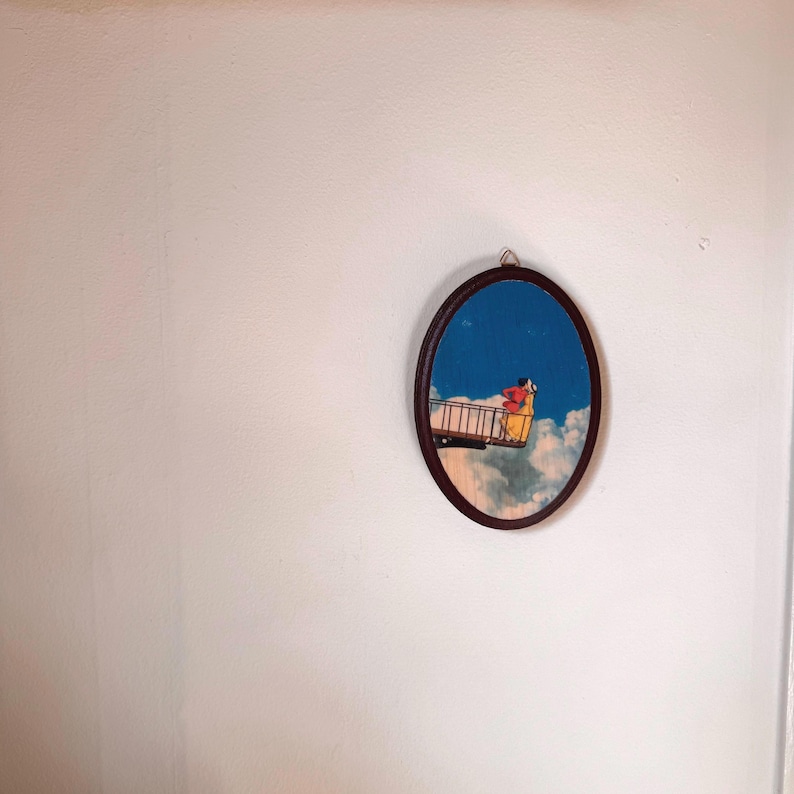 Howl’s Moving Castle Studio Ghibli Art on Hand-Painted Wood / Nostalgic Anime Film Art afbeelding 3