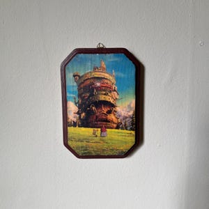 Howl’s Moving Castle Studio Ghibli Art on Hand-Painted Wood / Nostalgic Anime Film Art Howl's Castle