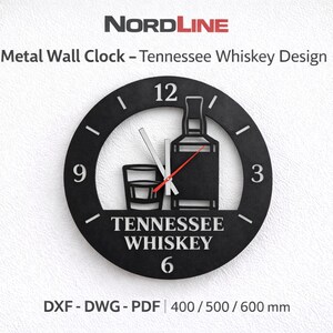 Whiskey Metal Wall Clock Laser Cut File | Garage Bar Decor (DWG DXF PDF)