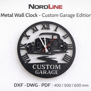 Plans d'horloge murale de garage | Fichiers découpés au laser, style industriel (téléchargement numérique)