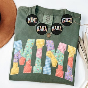 Patchwork Grandma Shirt Design PNG Bundle Faux Embroidery Quilt Letter Floral Patchwork Varsity Style Name Digital Download