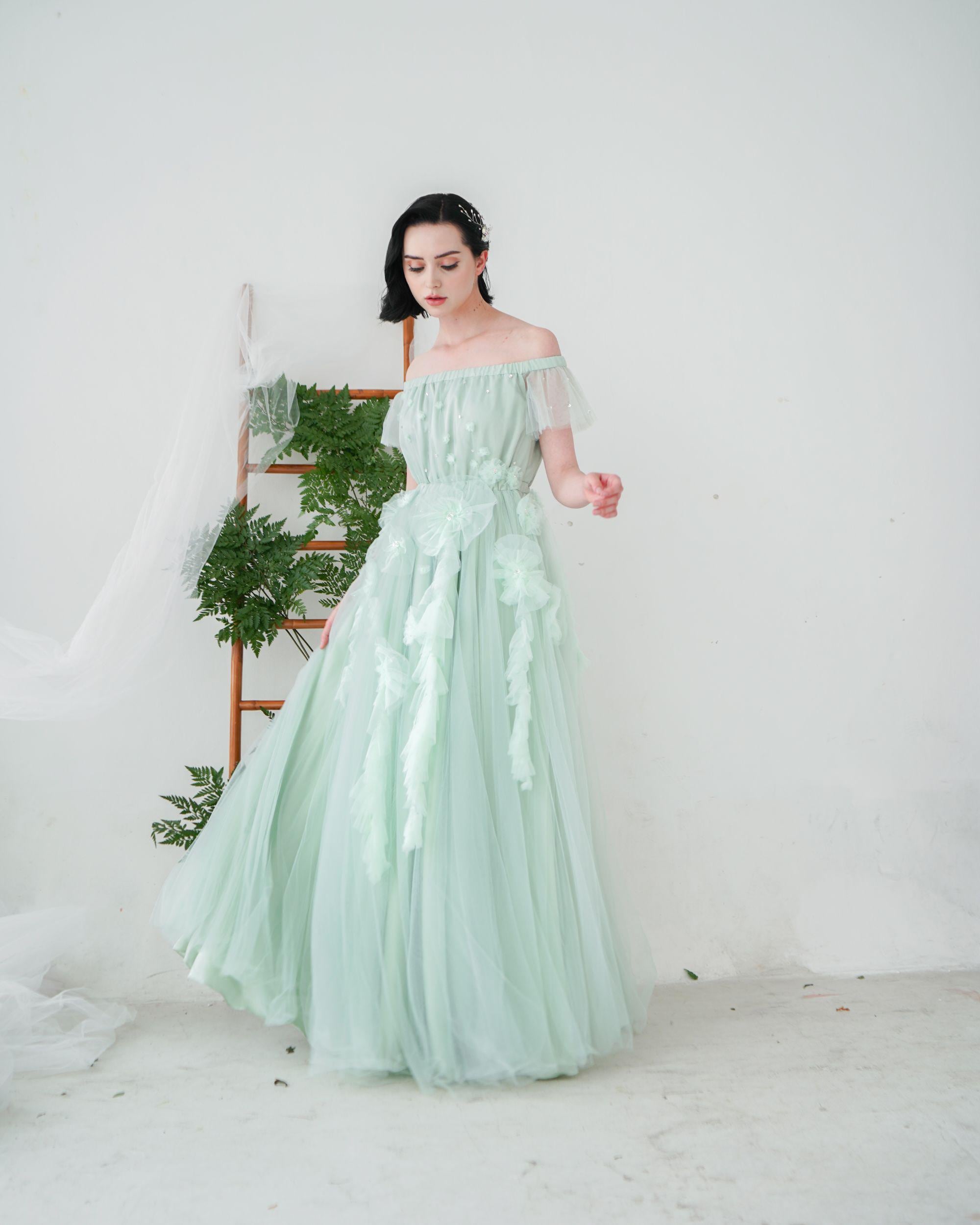 Princess Flower Long Dress ヴィンテージ風フラワープリンセスドレス 