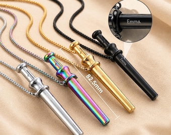 Personalized 82mm Breathing Necklace & Perfume Extractor Pendant, Stainless Steel Calming Jewelry