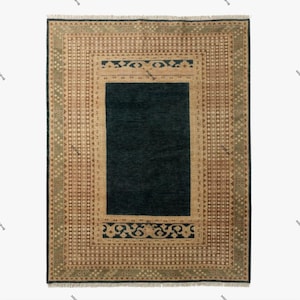 Marit Hand Knotted Light Brown And Olive Green New Zealand  Rug| Premium Handmade  Wool Area Rug For Living Room And Bedroom ,Home Decor