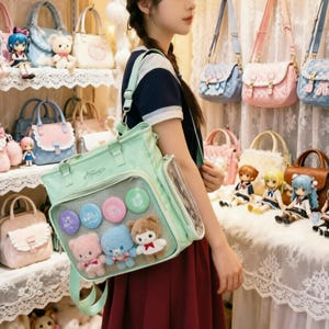 Kawaii Ita-väska Ryggsäck Genomskinlig Fönsternål Display Tygväska Anime Axelväska Skolresor Fandom Plyschväska 4 Färger