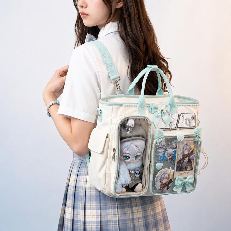 Kawaii JK Ita Bag Backpack Clear Window Pin Display Bag for Anime Pins ...