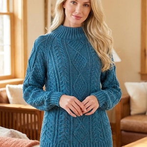 Maglione lavorato a maglia da donna - Maglione invernale boho fatto a mano - Maglione autunnale con collo alto - Regalo per lei