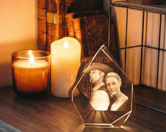 Personalized 3D Photo Crystal Prestige – Personalized Laser Etched Keepsake, Memorial Gift
