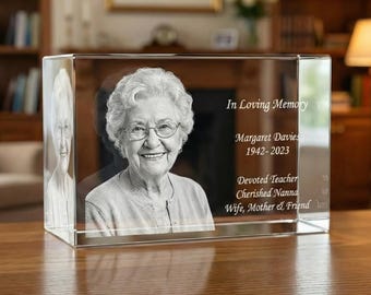 Personalized 3D Memorial Plaque, Sympathy & Mourning, Remembrance Gift,  Loved One Keepsake | 3D Crystal Rectangle
