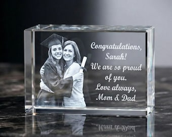 Customized 3D Graduation Gift, Class of 2026, Appreciation Gift, 3D Photo Crystal Rectangle