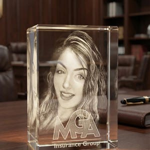 Personalized 3D Rectangle Photo Crystal – Custom Laser Engraved Keepsake with LED Light Base