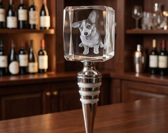 Personalized 3D Photo Crystal Wine Stopper, Photo Engraved Wine Gift for Couples, Anniversary & Valentine’s Day