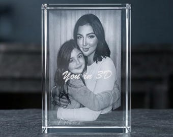 Personalized 2D Photo Crystal Rectangle – Custom Engraved Picture in Glass – Memorial Keepsake