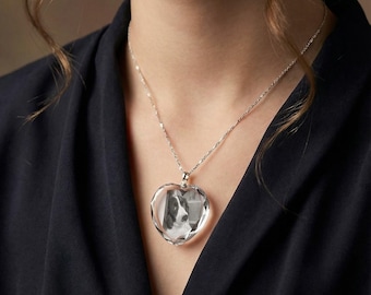 Custom Dog Photo Necklace, Heart Crystal Pendant, Memorial Keepsake, Dog Cat Portrait