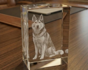 Personalized Dog Memorial Crystal, Custom 3D Photo Engraved Crystal Plaque