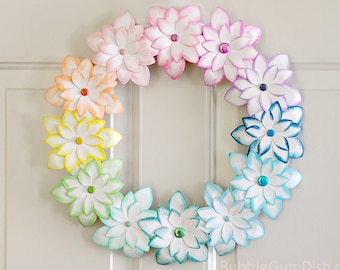 Pastel Ombre Rainbow Decor - Wreath - Rainbow Decor - Paper Flowers