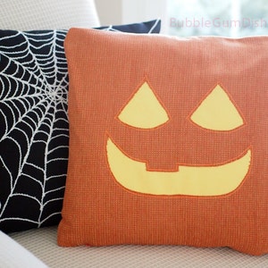 Jack o Lantern Pillow Cover CLARA Pumpkin Cute Halloween Decor 18 x 18 image 1