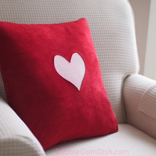 Love Red Heart Valentine Pillow Cover Cute Valentines Day Decor 18 x 18