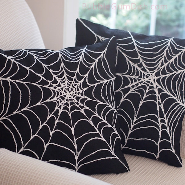 Halloween Spider Web - Black - Spider Web - Pillow Cover 18x18 or 20x20